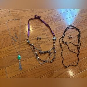 Bundle of necklaces with matching earrings EUC